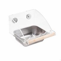 Acrylic birds Feeder Spillproof Food Dispenser Large Capacity Cage Mounted Bowl for