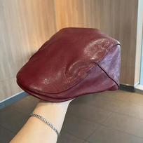 Gothic Y2k Berets Hat Harajuku Painter Hat Retro PU Leather Berets Hat  Men Women tamsiai raudona spalva