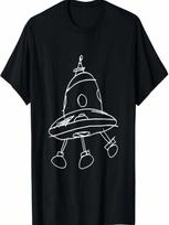 Hand-Drawn UFO Sketch, Cool Area 51 Alien, Extra-Terrestrial T-Shirt S įvairiaspalvis