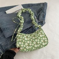 Large Capacity Printing Shoulder Bag Bow Lovely Tote Bag Korean Style Sweet Canvas Bag  Outdoor žalia