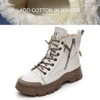 Genuine Leather Thick Sole Warm Plush Brand Fashion Winter Ankle Boots for Ladies Cold Weather Daily Wear 35 ruda