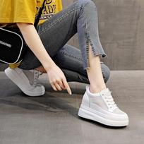 Breathable Mesh 8cm Height Increasing Flat Platform Summer Sneakers for Women New Fashion Brand Ladies Casual White Walking Shoes 34 balta
