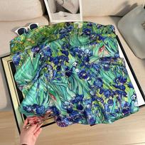 Van Gogh's Tulip Silk Scarf High-end Silk Scarf Women's Versatile Silk Scarf Women's Thin Silk Shawl