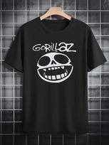 Gorillaz Graphic Print T-Shirt for Unisex, Casual Crew Neck, Polyester Tee with Sli Graphic Tee XL