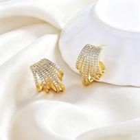 Yanbai Luxury Geometric Multi-layer Diamond Stud Earrings auksas