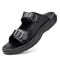 Men's Plus Size Flip-Flop Sandals: 2025 Summer Outdoor Beach Casual Footwear 40 juoda