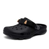 Men's Velcro Hole Shoes: Dual-Use Summer Indoor/Outdoor Slippers with Thick Soles, Perfect for Beach and More. 40/41 juoda/pilka spalva