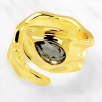 UNOde50 Crystal Water Drop Irregular Open Ring - Exquisite Women's Gift