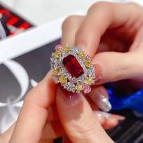 Luxurious Pigeon Blood Ruby Ring: Openable Design for Women, Internet Celebrity Style Adjustable Opening