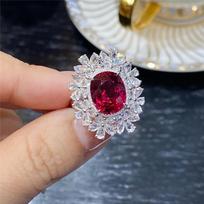 Luxurious Pigeon Blood Ruby Ring: Trendy, Elegant, Versatile with Micro-Pave Diamonds for Women Adjustable Opening