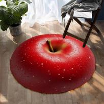 Red Apple Print Round Rug, Vibrant Fruit Theme Polyester Mat for Living Room Office Bedroom Outdoor Patio Decor Gift 60cmx60cm