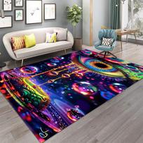 Vibrant 3D Area Rug Psychedelic Eye Mystical Third Eye Carpet for Living Room Bedroom Hallway Eye-Catching Rainbow Colors Decor 40x60cm
