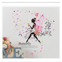 Lovely Girl Art Wall Stickers For Kids Rooms With Removable Pvc Material And Classic Appeal Wing