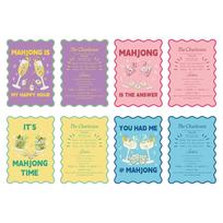Set of 4 Mahjong Shuffling Cards Durable Waterproof Printed Game Accessories for Party and Gift Use with Mahjong Rules Included raudona
