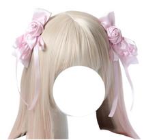 [Toku and Yuu] Dreamy Cute Gothic Lolita Hair Accessory 2-Piece Set for Girls: Barrette, Rose Hair Accessory, Mori Girl Style, Flower Ribbon,