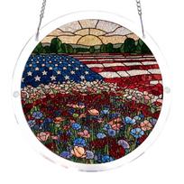 Acrylic Suncatcher Window Hanging Round Panel with Landscape and Floral Pattern for Indoor Outdoor Decoration one size