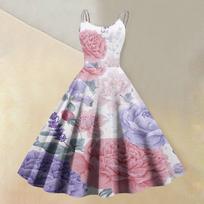 Summer Dresses for Women Uk Floral Print Sleeveless A-Line Dress Casual Ladies Summer Dresses Uk Fit and Flare Style Womens Summer Dresses Uk S rožinė