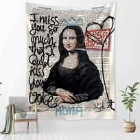 Mona Lizos Grafiti Gobelenas Sienos Kabinys Bohemiškas Paplūdimio Kilimėlis Poliesterio Antklodė Miegamojo Menininko Namų Dekoras 95x70cm