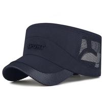 Spring Summer Mesh Breathable Sunscreen Quick-Drying Flat Cap Thin Sunshade Letter Cap tamsiai mėlyna spalva