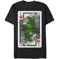 Fifth Sun Men's Nintendo Legend of Zelda Link Playing Card T-Shirt S juoda