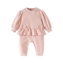 Wine Red Baby Girl Thermal Fleece Onesie: Autumn/Winter Crawling Suit Gift for 100-Day Celebration 80 cm rožinė