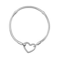 Pandora Moments Heart Clasp Snake Chain Bracelet Women Bracelet 599539C00 Box,17