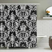 Black White Damask Shower Curtain Luxury Bathroom Decor W90xH180cm
