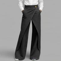 Ladies'  Color Spring And  Fashion Trend Button Pocket Jeans Pants L juoda