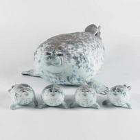 40cm Mother and son Seal five-piece plush toy Seal zipper toy for boys and girls Christmas Halloween gifts 40cm