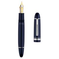 Majohn P141 Piston Resin Fountain Pen NO.8 Fine Nib, Ink Window Writing with Gold / Silver Trim Writing Gift Pen Fountain Pens (as the picture,NO.8 F)