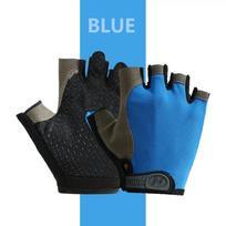 Professional Gym Fitness Breathable Anti-slip Women Men Half Finger Summer Fishing Cycling Fingerless Gloves Female Bicycle Bike L mėlyna