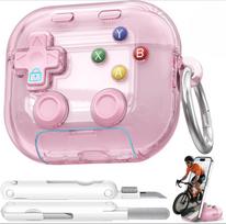 Case for AirPods Pro 2 , with security lock and phone stand rožinė