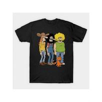 Vyriški „Freak Brothers“ 1968 m. Retro komiksų marškinėliai - Minkšti juodi apvalios iškirptės marškinėliai su ikoniškais animacinių filmukų personažais (Frederickas, Brolis Bobas, Blaine'as) - Vidutinis S juoda