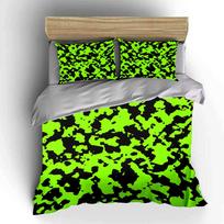 Vibrant Green Camouflage Set - Outdoors  kid's and adults' bedroom decor, Exquisite three-piece bedding set gift 135x200cm