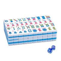 166Pcs 30MM Mini American 2 Dice 4 Mahjong Tiles with Layer Engraved Mahjong mėlyna