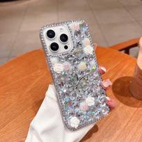 Applicable iPhone16promax mobile phone case Apple 17 butterfly 14 pearl 15 rhinestone rose luxury anti-drop iPhone17