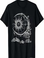 Space Celestial Bodies Sun Moon Boho Luna Solar Astronomy T-Shirt S įvairiaspalvis