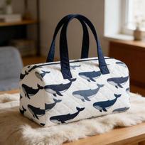 Quilted Tote Bag Nautical Whale Print Travel Handbag Fitness Beach Bag Bohemian Leisure Vacation Cruise Camping Mixed Color Durable Shoulder Bag 16''x8''x8''