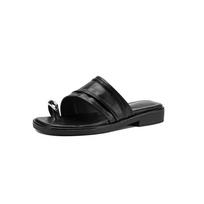 FOREADA Women Thong Slides Round Toe Flats Metal Decoration Slippers Concise Sandals Ladies Fashion Shoes Summer Silver 43 33 juoda