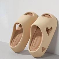 Color Blocked Thick Sole Non Slip Open Toe Slippers Summer Trendy Poop Feeling Casual Daily Slide Sandals for Women 37-38 chaki
