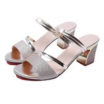 6cm Square Heel Peep Toe High Heel Sandals Summer Fashion Multiple Colors Party Dress Shoes for Women 37 auksas