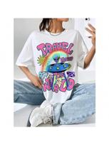 Cartoon Alien Print Wounisex's T-Shirt Casual Fashion Versatile Short Sleeved Top Loose And Comfortable Round Neck Street Clothing S įvairiaspalvis