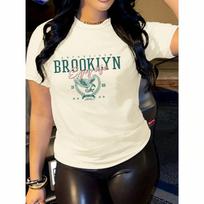 Letter Print T-Shirt, Short Sleeve Crew Neck Casual Top For Summer & Spring, Wounisex's Clothing S įvairiaspalvis