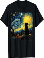Cat Starry Night Van Gogh Cat For Cat Lover Cat Mom Cat Dad T-Shirt S įvairiaspalvis