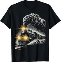 Steam Engine Train Vintage Locomotive Conductor  unisex T-Shirt S