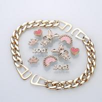 Golden Rabbit Jibbitz Chain for Crocs - DIY Shoe Decoration Buckle Clasp Flower gray