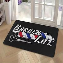 Vintage Barber Life Rectangular Area Rug, Classic Barber Pole Floor Mat, Non-Slip Washable Carpet for Barber Shop & Home 40cm x 60cm