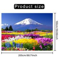 2D Fuji Mountain Spring Floral Background for Home Decor & Photoshoot 47.2x31.5inch/120*80cm