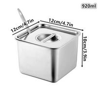 Stainless Steel Tank Box With Cover Kitchen Oil Basin Square Barrel Storage Bottle Seasoning Box Jars And Lids Spice Jars Set 12cm