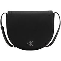 Calvin Klein Fashionable and elegant commuting niche metal letter flip shoulder saddle bag, synthetic material, crossbody bag, women's space black juoda